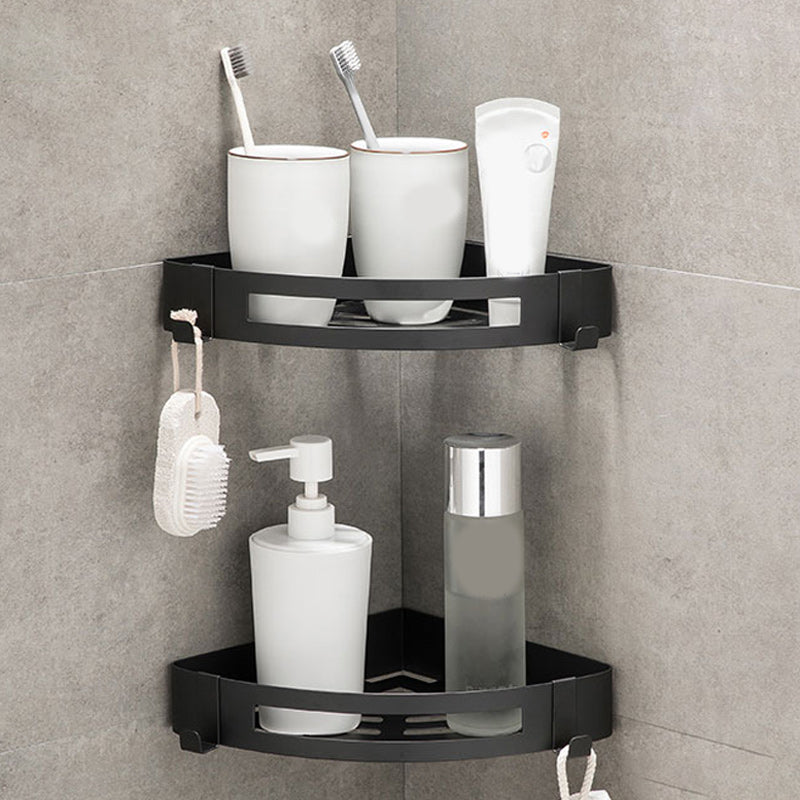 Contemporary 2/3-Piece Bathroom Accessory Set Geometric Bath Shelf in Stainless Steel Black 2 Piece Set Triangle Clearhalo 'Bathroom Hardware Sets' 'Bathroom Hardware' 'Bathroom Remodel & Bathroom Fixtures' 'bathroom_hardware_sets' 'Home Improvement' 'home_improvement' 'home_improvement_bathroom_hardware_sets' 7160145