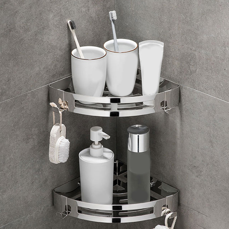 Contemporary 2/3-Piece Bathroom Accessory Set Geometric Bath Shelf in Stainless Steel Chrome 2 Piece Set Triangle Clearhalo 'Bathroom Hardware Sets' 'Bathroom Hardware' 'Bathroom Remodel & Bathroom Fixtures' 'bathroom_hardware_sets' 'Home Improvement' 'home_improvement' 'home_improvement_bathroom_hardware_sets' 7160149