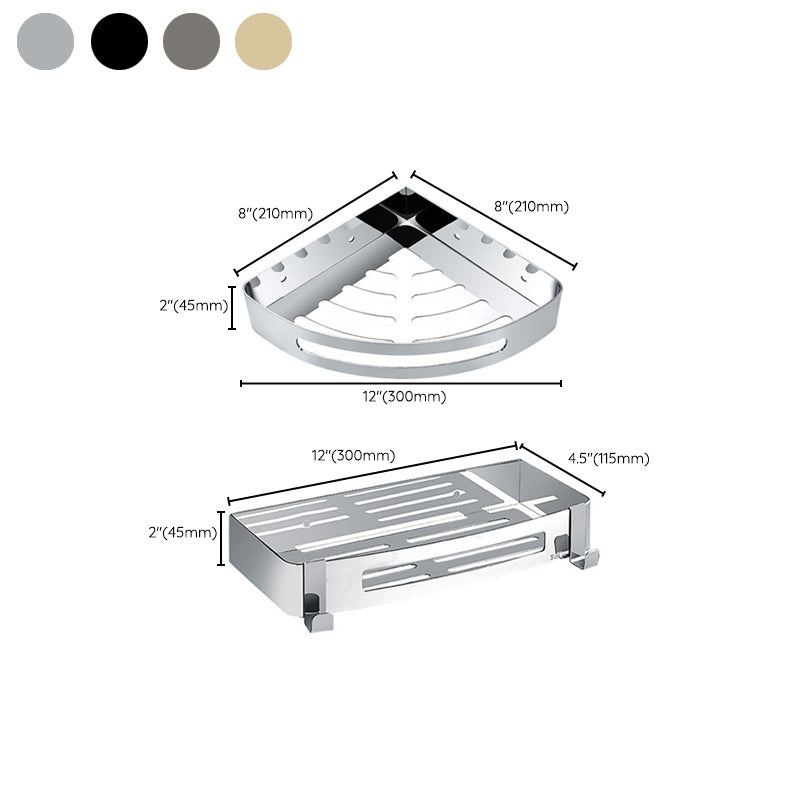 Contemporary 2/3-Piece Bathroom Accessory Set Geometric Bath Shelf in Stainless Steel Clearhalo 'Bathroom Hardware Sets' 'Bathroom Hardware' 'Bathroom Remodel & Bathroom Fixtures' 'bathroom_hardware_sets' 'Home Improvement' 'home_improvement' 'home_improvement_bathroom_hardware_sets' 7160162