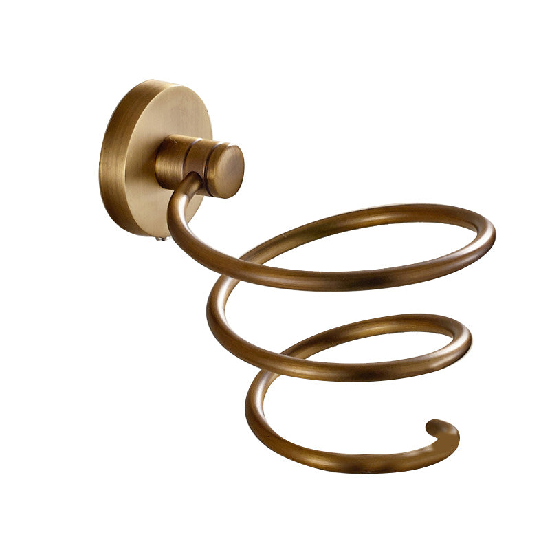 Brushed Brass 4-Piece Bathroom Accessory Set Vintage Bronze Bath Shelf/Towel Bar Hair Dryer Holder Clearhalo 'Bathroom Hardware Sets' 'Bathroom Hardware' 'Bathroom Remodel & Bathroom Fixtures' 'bathroom_hardware_sets' 'Home Improvement' 'home_improvement' 'home_improvement_bathroom_hardware_sets' 7160204