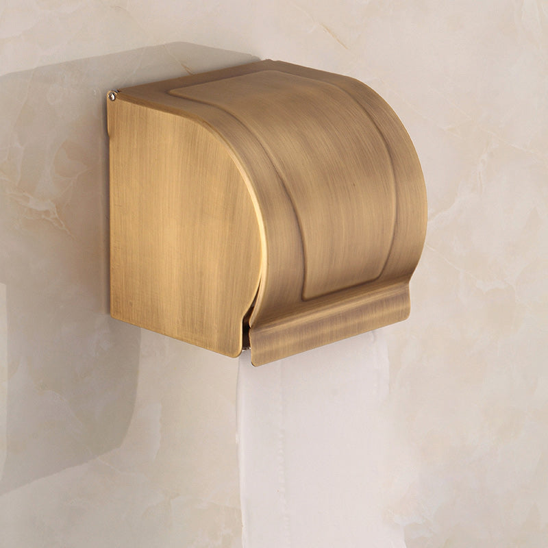 Brushed Brass 4-Piece Bathroom Accessory Set Vintage Bronze Bath Shelf/Towel Bar Tissue Box Clearhalo 'Bathroom Hardware Sets' 'Bathroom Hardware' 'Bathroom Remodel & Bathroom Fixtures' 'bathroom_hardware_sets' 'Home Improvement' 'home_improvement' 'home_improvement_bathroom_hardware_sets' 7160209