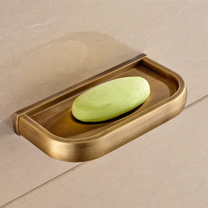 Brushed Brass 4-Piece Bathroom Accessory Set Vintage Bronze Bath Shelf/Towel Bar Soap Dish Clearhalo 'Bathroom Hardware Sets' 'Bathroom Hardware' 'Bathroom Remodel & Bathroom Fixtures' 'bathroom_hardware_sets' 'Home Improvement' 'home_improvement' 'home_improvement_bathroom_hardware_sets' 7160213