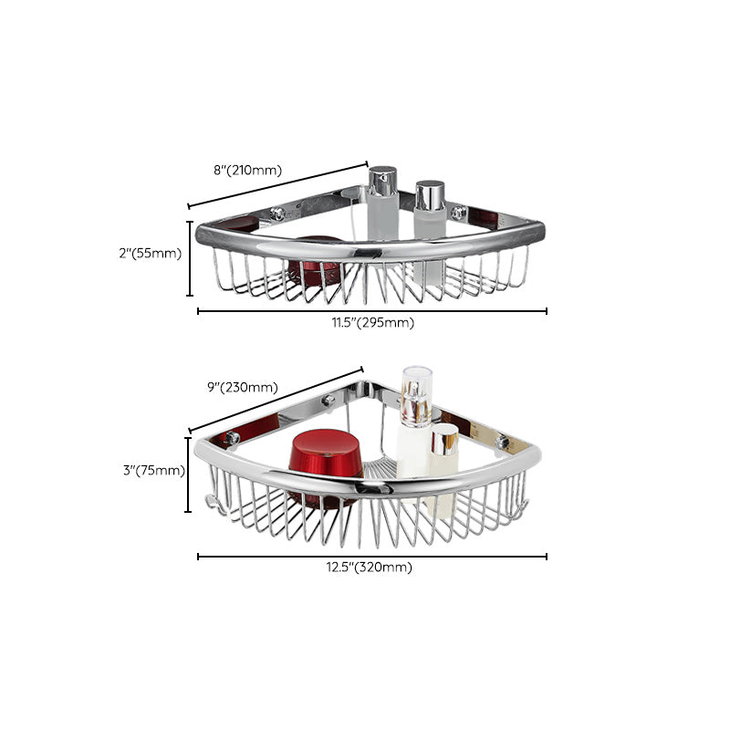 2 Piece Brass Modern Bathroom Hardware Set Bath Shelf in Polished Silver Clearhalo 'Bathroom Hardware Sets' 'Bathroom Hardware' 'Bathroom Remodel & Bathroom Fixtures' 'bathroom_hardware_sets' 'Home Improvement' 'home_improvement' 'home_improvement_bathroom_hardware_sets' 7160293