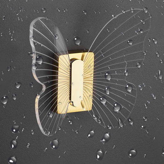 Modern Brass Bathroom Accessory Set Acrylic Butterfly Themed Robe Hooks Clearhalo 'Bathroom Hardware Sets' 'Bathroom Hardware' 'Bathroom Remodel & Bathroom Fixtures' 'bathroom_hardware_sets' 'Home Improvement' 'home_improvement' 'home_improvement_bathroom_hardware_sets' 7160305