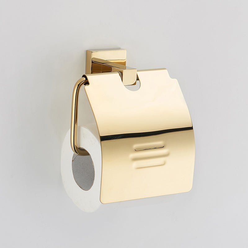 Polished Brass Classic Bathroom Accessory with Bath Shelf/Towel Bar & Paper Holder Toilet Paper Holder Clearhalo 'Bathroom Hardware Sets' 'Bathroom Hardware' 'Bathroom Remodel & Bathroom Fixtures' 'bathroom_hardware_sets' 'Home Improvement' 'home_improvement' 'home_improvement_bathroom_hardware_sets' 7160338