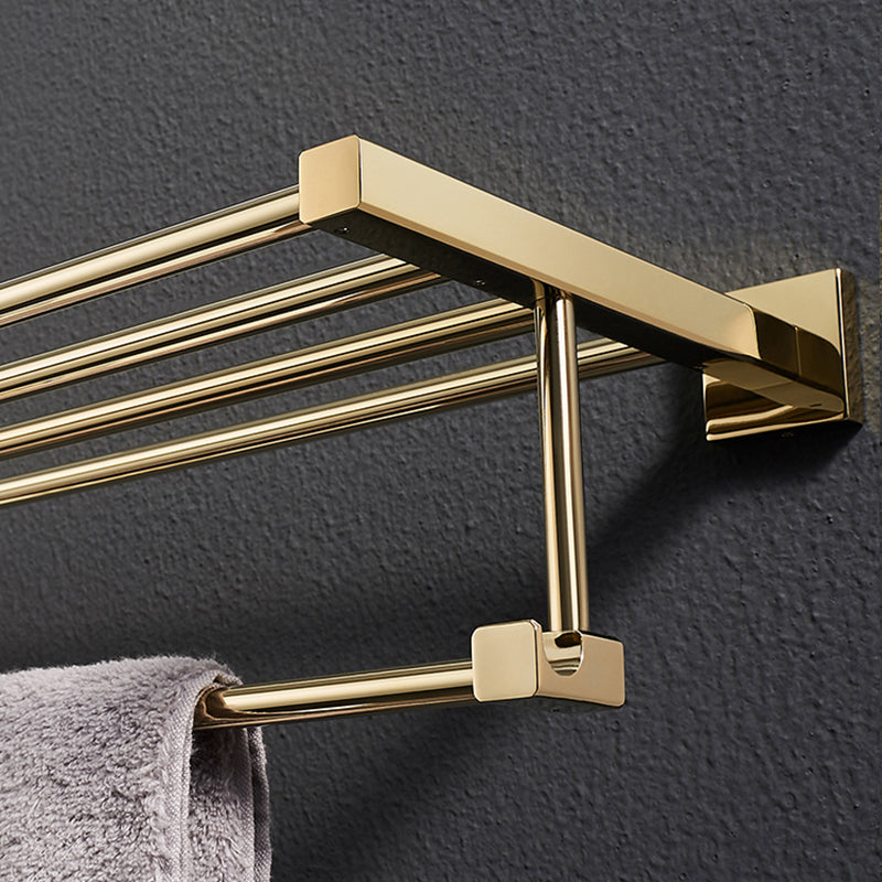 Polished Brass Classic Bathroom Accessory with Bath Shelf/Towel Bar & Paper Holder Clearhalo 'Bathroom Hardware Sets' 'Bathroom Hardware' 'Bathroom Remodel & Bathroom Fixtures' 'bathroom_hardware_sets' 'Home Improvement' 'home_improvement' 'home_improvement_bathroom_hardware_sets' 7160346