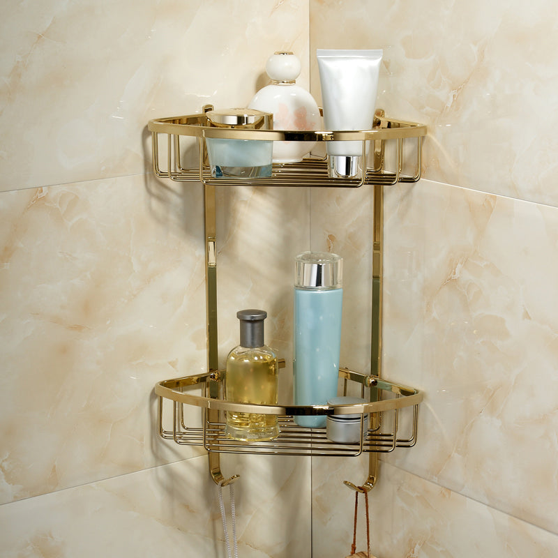 Polished Brass Classic Bathroom Accessory with Bath Shelf/Towel Bar & Paper Holder Double Layer Triangle Bath Shelves Clearhalo 'Bathroom Hardware Sets' 'Bathroom Hardware' 'Bathroom Remodel & Bathroom Fixtures' 'bathroom_hardware_sets' 'Home Improvement' 'home_improvement' 'home_improvement_bathroom_hardware_sets' 7160354