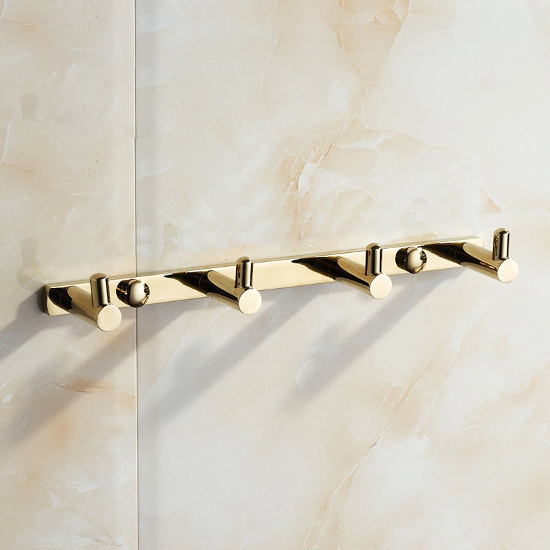 Polished Brass Classic Bathroom Accessory with Bath Shelf/Towel Bar & Paper Holder Row Hook (4 Rows) Clearhalo 'Bathroom Hardware Sets' 'Bathroom Hardware' 'Bathroom Remodel & Bathroom Fixtures' 'bathroom_hardware_sets' 'Home Improvement' 'home_improvement' 'home_improvement_bathroom_hardware_sets' 7160355