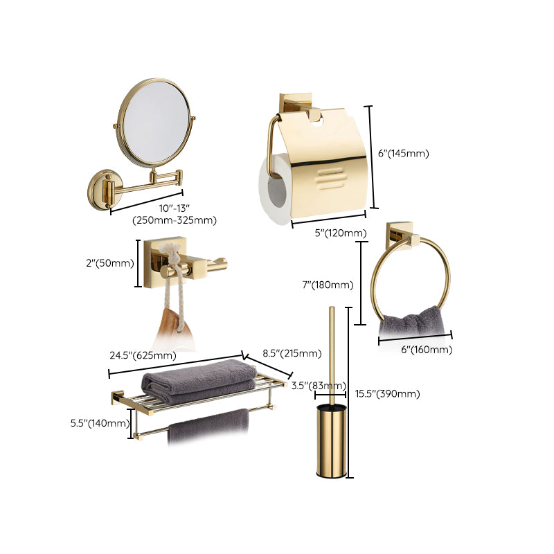 Polished Brass Classic Bathroom Accessory with Bath Shelf/Towel Bar & Paper Holder Clearhalo 'Bathroom Hardware Sets' 'Bathroom Hardware' 'Bathroom Remodel & Bathroom Fixtures' 'bathroom_hardware_sets' 'Home Improvement' 'home_improvement' 'home_improvement_bathroom_hardware_sets' 7160366