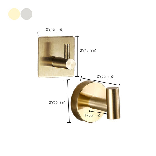 Modern Bathroom Accessory Set Metal Robe Hooks in Polished Chrome/Gold Clearhalo 'Bathroom Hardware Sets' 'Bathroom Hardware' 'Bathroom Remodel & Bathroom Fixtures' 'bathroom_hardware_sets' 'Home Improvement' 'home_improvement' 'home_improvement_bathroom_hardware_sets' 7160411