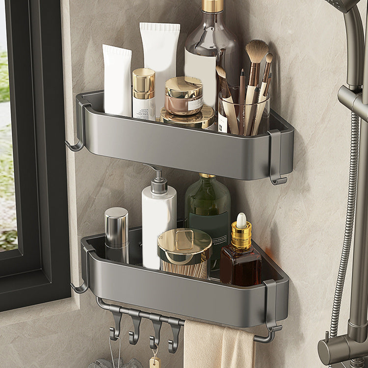 Matte Grey Bathroom Accessory Set Modern 3 - Piece Bath Shelf Clearhalo 'Bathroom Hardware Sets' 'Bathroom Hardware' 'Bathroom Remodel & Bathroom Fixtures' 'bathroom_hardware_sets' 'Home Improvement' 'home_improvement' 'home_improvement_bathroom_hardware_sets' 7160412