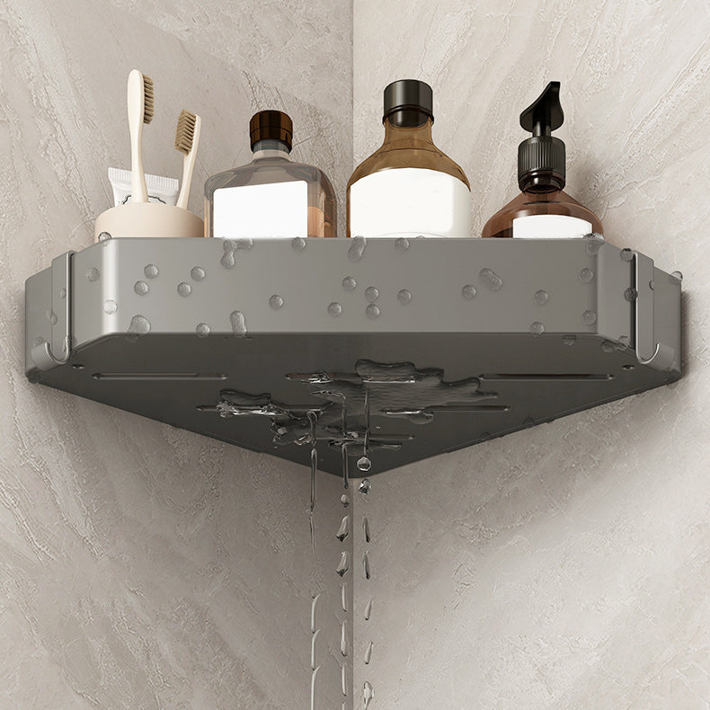 Matte Grey Bathroom Accessory Set Modern 3 - Piece Bath Shelf Clearhalo 'Bathroom Hardware Sets' 'Bathroom Hardware' 'Bathroom Remodel & Bathroom Fixtures' 'bathroom_hardware_sets' 'Home Improvement' 'home_improvement' 'home_improvement_bathroom_hardware_sets' 7160417