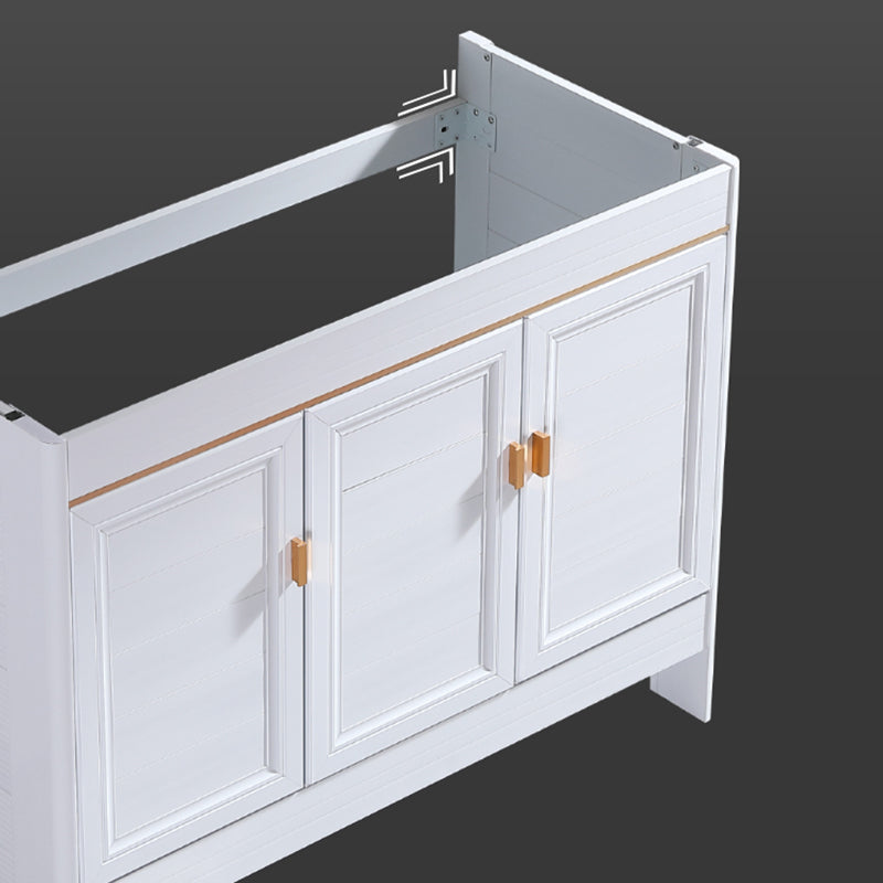 Freestanding Bath Vanity White Mirror Rectangular Single Sink Vanity with Doors Clearhalo 'Bathroom Remodel & Bathroom Fixtures' 'Bathroom Vanities' 'bathroom_vanities' 'Home Improvement' 'home_improvement' 'home_improvement_bathroom_vanities' 7160584