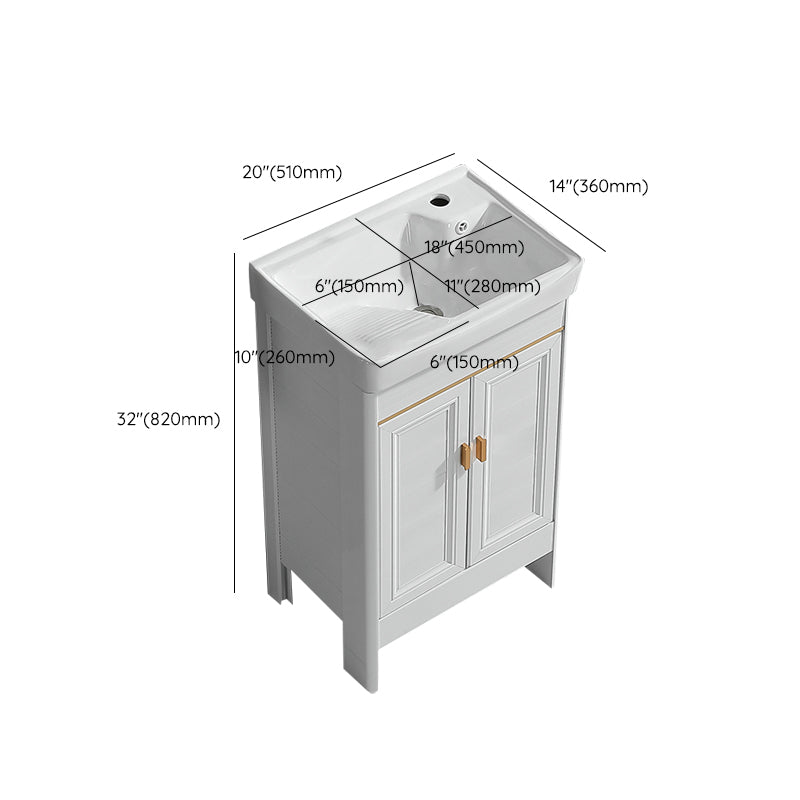 Freestanding Bath Vanity White Mirror Rectangular Single Sink Vanity with Doors Clearhalo 'Bathroom Remodel & Bathroom Fixtures' 'Bathroom Vanities' 'bathroom_vanities' 'Home Improvement' 'home_improvement' 'home_improvement_bathroom_vanities' 7160586