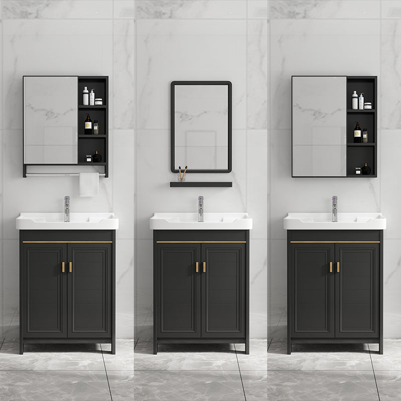 Free Standing Vanity Sink Ceramic Sink Drawers Faucet Vanity Set with Mirror Clearhalo 'Bathroom Remodel & Bathroom Fixtures' 'Bathroom Vanities' 'bathroom_vanities' 'Home Improvement' 'home_improvement' 'home_improvement_bathroom_vanities' 7160791