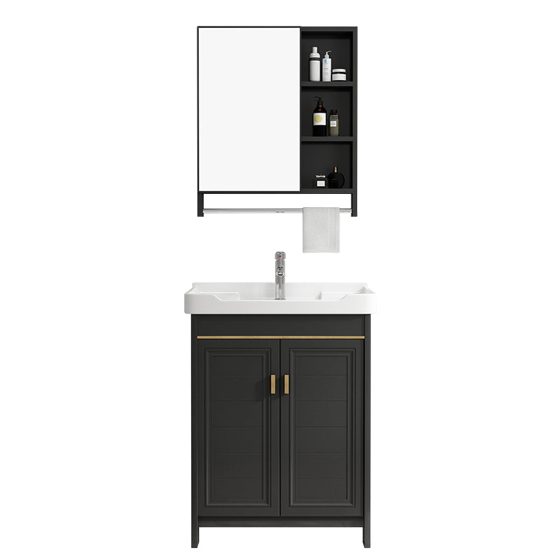 Free Standing Vanity Sink Ceramic Sink Drawers Faucet Vanity Set with Mirror Clearhalo 'Bathroom Remodel & Bathroom Fixtures' 'Bathroom Vanities' 'bathroom_vanities' 'Home Improvement' 'home_improvement' 'home_improvement_bathroom_vanities' 7160792