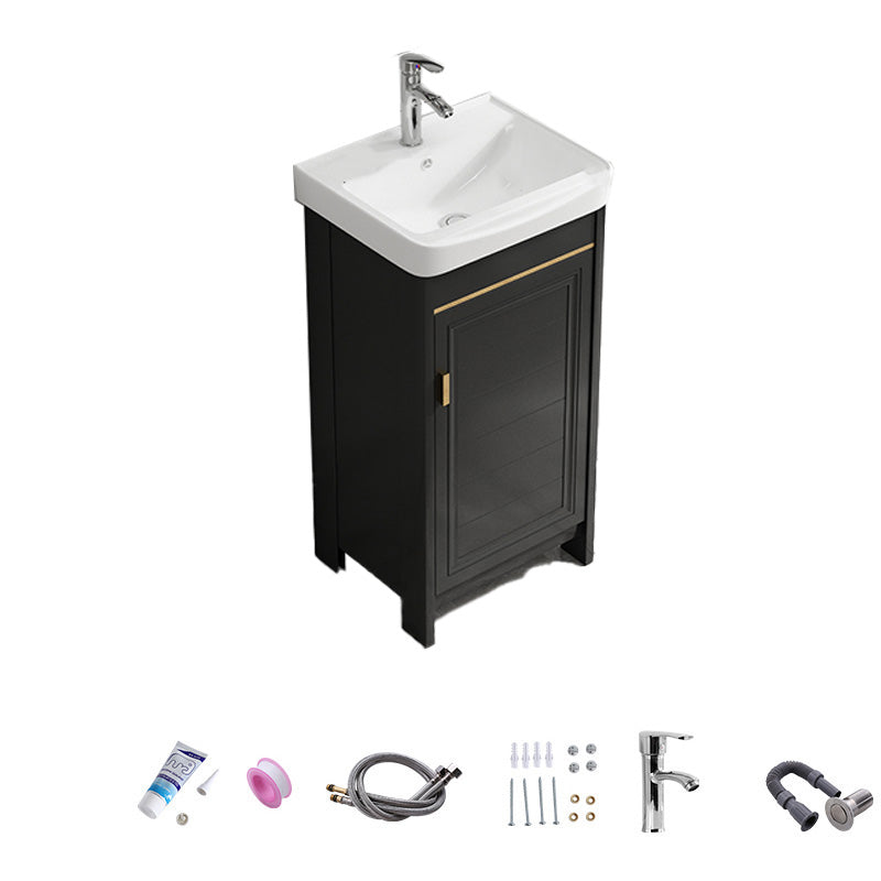 Free Standing Vanity Sink Ceramic Sink Drawers Faucet Vanity Set with Mirror Vanity & Faucet 17"L x 14"W x 32"H Towel Bar Not Included Clearhalo 'Bathroom Remodel & Bathroom Fixtures' 'Bathroom Vanities' 'bathroom_vanities' 'Home Improvement' 'home_improvement' 'home_improvement_bathroom_vanities' 7160797