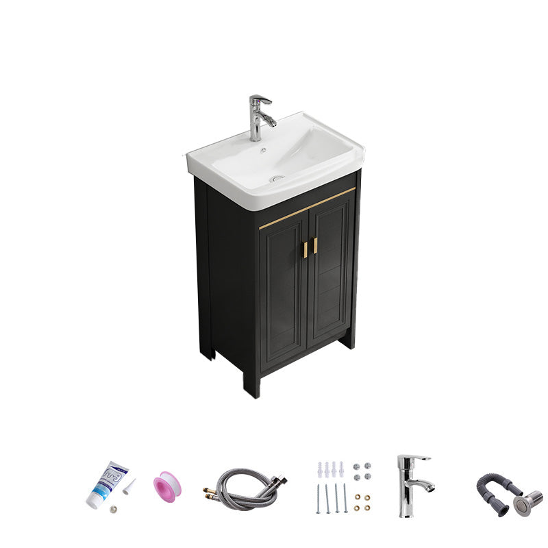 Free Standing Vanity Sink Ceramic Sink Drawers Faucet Vanity Set with Mirror Vanity & Faucet 20"L x 14"W x 32"H Towel Bar Not Included Clearhalo 'Bathroom Remodel & Bathroom Fixtures' 'Bathroom Vanities' 'bathroom_vanities' 'Home Improvement' 'home_improvement' 'home_improvement_bathroom_vanities' 7160802