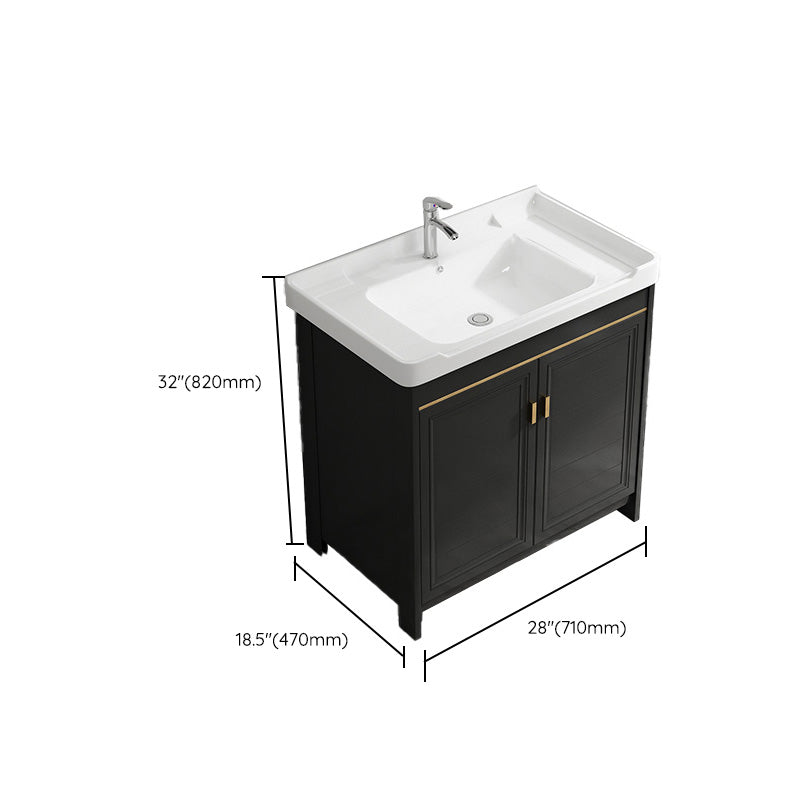 Free Standing Vanity Sink Ceramic Sink Drawers Faucet Vanity Set with Mirror Clearhalo 'Bathroom Remodel & Bathroom Fixtures' 'Bathroom Vanities' 'bathroom_vanities' 'Home Improvement' 'home_improvement' 'home_improvement_bathroom_vanities' 7160813