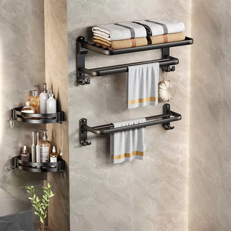 Modern Bath Hardware Set Black Bath Shelf Paper Holder Bathroom Accessory Kit 4-Piece Set (Triangular Bath Shelf) Clearhalo 'Bathroom Hardware Sets' 'Bathroom Hardware' 'Bathroom Remodel & Bathroom Fixtures' 'bathroom_hardware_sets' 'Home Improvement' 'home_improvement' 'home_improvement_bathroom_hardware_sets' 7164176