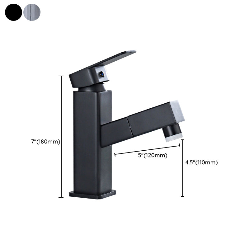 Modern Bathroom Vessel Faucet Swivel Spout Single Handle Faucet with Pull down Sprayer Clearhalo 'bathroom_sink_faucets' 'Conjunta de Baño y Conjunta de Grifo' 'Coronamiento de Baño y Dispositivo de Baño' 'Grifo del lavabo del baño' 'Hogar' 'home_improvement' 'home_improvement_bathroom_sink_faucets' 'Mejoras para el hogar' 7164350