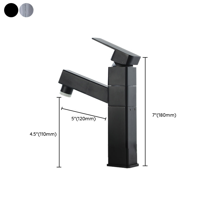 Modern Bathroom Vessel Faucet Swivel Spout Single Handle Faucet with Pull down Sprayer Clearhalo 'bathroom_sink_faucets' 'Conjunta de Baño y Conjunta de Grifo' 'Coronamiento de Baño y Dispositivo de Baño' 'Grifo del lavabo del baño' 'Hogar' 'home_improvement' 'home_improvement_bathroom_sink_faucets' 'Mejoras para el hogar' 7164351