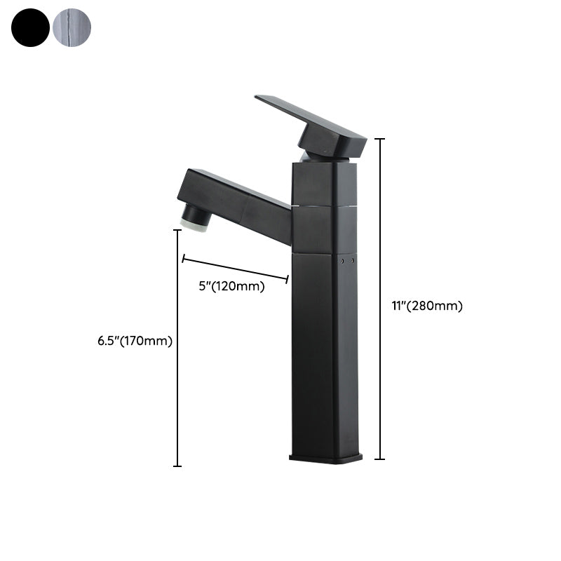 Modern Bathroom Vessel Faucet Swivel Spout Single Handle Faucet with Pull down Sprayer Clearhalo 'bathroom_sink_faucets' 'Conjunta de Baño y Conjunta de Grifo' 'Coronamiento de Baño y Dispositivo de Baño' 'Grifo del lavabo del baño' 'Hogar' 'home_improvement' 'home_improvement_bathroom_sink_faucets' 'Mejoras para el hogar' 7164355