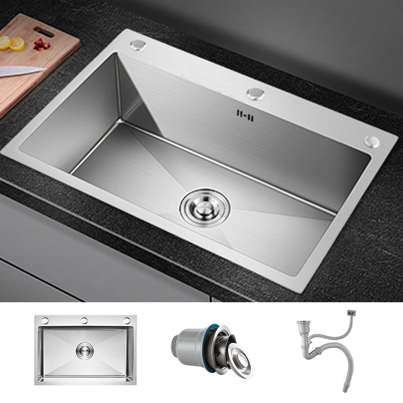 Modern Kitchen Bar Sink Stainless Steel with Basket Strainer Workstation Sink Only None Clearhalo 'Home Improvement' 'home_improvement' 'home_improvement_kitchen_sinks' 'Kitchen Remodel & Kitchen Fixtures' 'Kitchen Sinks & Faucet Components' 'Kitchen Sinks' 'kitchen_sinks' 7165203