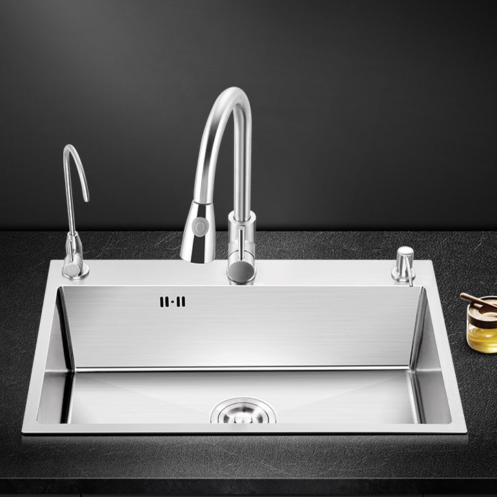 Modern Kitchen Bar Sink Stainless Steel with Basket Strainer Workstation Clearhalo 'Home Improvement' 'home_improvement' 'home_improvement_kitchen_sinks' 'Kitchen Remodel & Kitchen Fixtures' 'Kitchen Sinks & Faucet Components' 'Kitchen Sinks' 'kitchen_sinks' 7165207