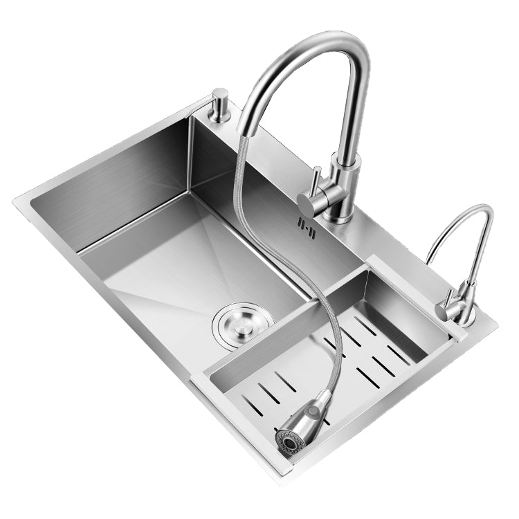 Modern Kitchen Bar Sink Stainless Steel with Basket Strainer Workstation Clearhalo 'Home Improvement' 'home_improvement' 'home_improvement_kitchen_sinks' 'Kitchen Remodel & Kitchen Fixtures' 'Kitchen Sinks & Faucet Components' 'Kitchen Sinks' 'kitchen_sinks' 7165211