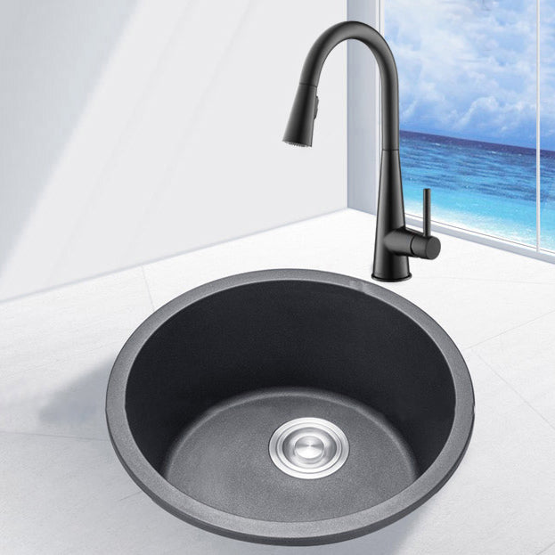 Modern Granite Single Bowl Sink with Basket Strainer Kitchen Sink Clearhalo 'Home Improvement' 'home_improvement' 'home_improvement_kitchen_sinks' 'Kitchen Remodel & Kitchen Fixtures' 'Kitchen Sinks & Faucet Components' 'Kitchen Sinks' 'kitchen_sinks' 7165327