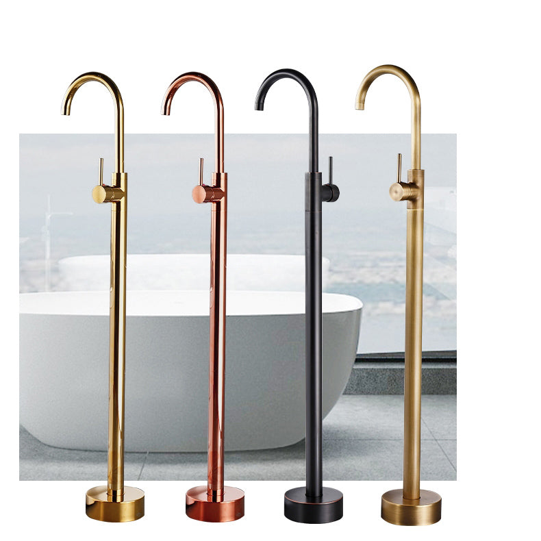 Floor Mounted Metal Freestanding Tub Filler One Hold Freestanding Tub Filler Trim Clearhalo 'Bathroom Remodel & Bathroom Fixtures' 'Bathtub Faucets' 'bathtub_faucets' 'Home Improvement' 'home_improvement' 'home_improvement_bathtub_faucets' 7165529