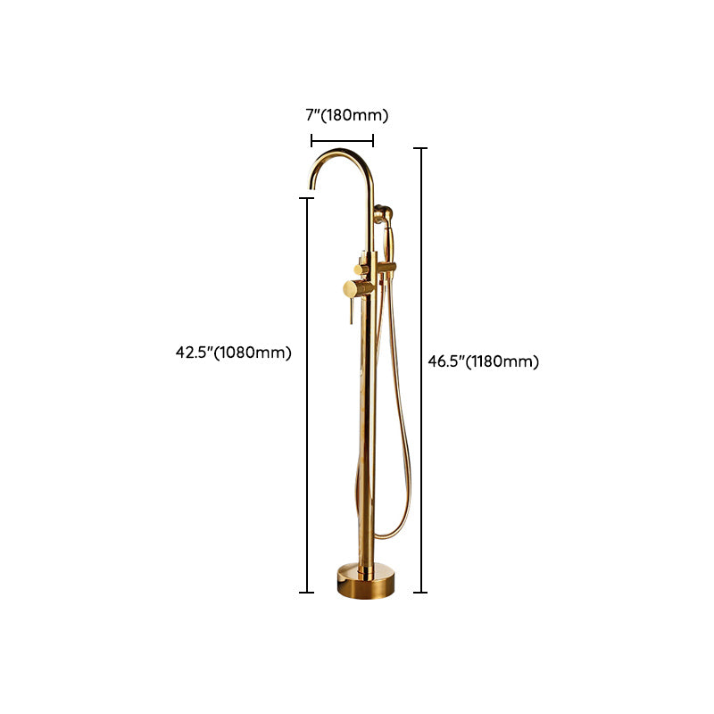 Floor Mounted Metal Freestanding Tub Filler One Hold Freestanding Tub Filler Trim Clearhalo 'Bathroom Remodel & Bathroom Fixtures' 'Bathtub Faucets' 'bathtub_faucets' 'Home Improvement' 'home_improvement' 'home_improvement_bathtub_faucets' 7165548