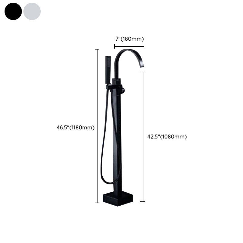 Floor Mounted Metal Freestanding Tub Filler One Hold Freestanding Tub Filler Trim Clearhalo 'Bathroom Remodel & Bathroom Fixtures' 'Bathtub Faucets' 'bathtub_faucets' 'Home Improvement' 'home_improvement' 'home_improvement_bathtub_faucets' 7165551