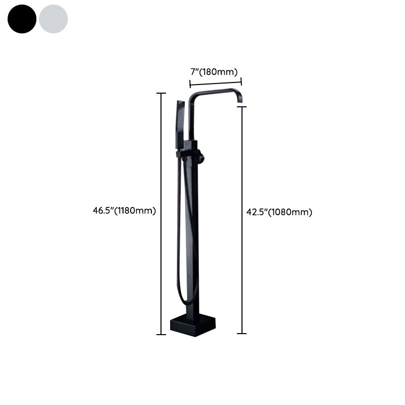 Floor Mounted Metal Freestanding Tub Filler One Hold Freestanding Tub Filler Trim Clearhalo 'Bathroom Remodel & Bathroom Fixtures' 'Bathtub Faucets' 'bathtub_faucets' 'Home Improvement' 'home_improvement' 'home_improvement_bathtub_faucets' 7165552