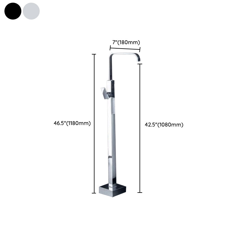 Floor Mounted Metal Freestanding Tub Filler One Hold Freestanding Tub Filler Trim Clearhalo 'Bathroom Remodel & Bathroom Fixtures' 'Bathtub Faucets' 'bathtub_faucets' 'Home Improvement' 'home_improvement' 'home_improvement_bathtub_faucets' 7165554