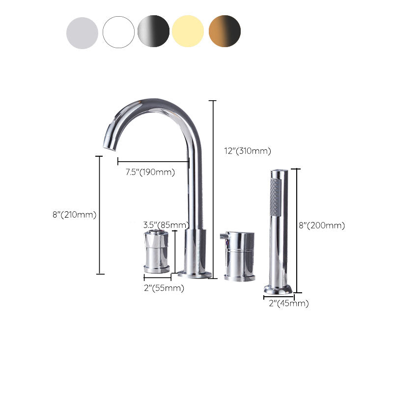 Modern Style Roman Tub Faucet Deck-Mount Copper Roman Tub Faucet Clearhalo 'Bathroom Remodel & Bathroom Fixtures' 'Bathtub Faucets' 'bathtub_faucets' 'Home Improvement' 'home_improvement' 'home_improvement_bathtub_faucets' 7165644