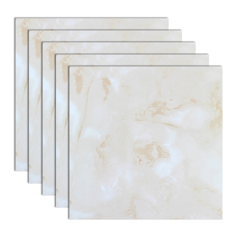 Contemporary Style Floor Tile Straight Edge Square Waterproof Floor Tile Beige/ White Clearhalo 'Floor Tiles & Wall Tiles' 'floor_tiles_wall_tiles' 'Flooring 'Home Improvement' 'home_improvement' 'home_improvement_floor_tiles_wall_tiles' Walls and Ceiling' 7165964