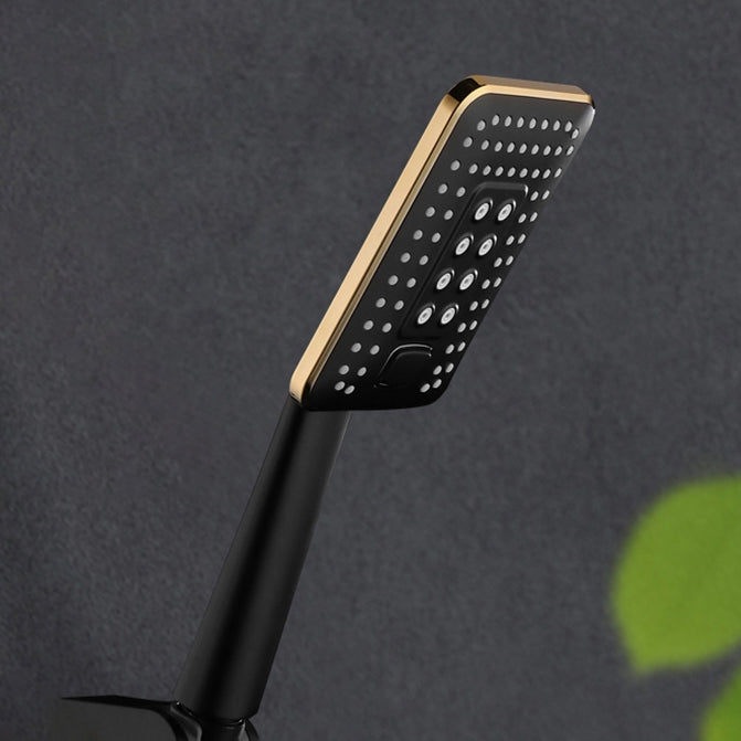 Contemporary Metal Handheld Shower Head Square 3 Setting Spray Head Black/ Gold Clearhalo 'Bathroom Remodel & Bathroom Fixtures' 'Home Improvement' 'home_improvement' 'home_improvement_shower_heads' 'Shower Heads' 'shower_heads' 'Showers & Bathtubs Plumbing' 'Showers & Bathtubs' 7166446