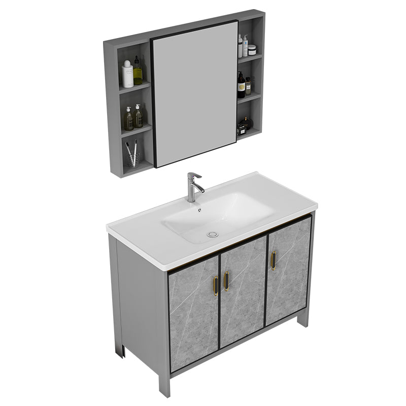 Bathroom Vanity Set Drawer Ceramic Sink Faucet Free Standing Vanity Set with Mirror Clearhalo 'Bathroom Remodel & Bathroom Fixtures' 'Bathroom Vanities' 'bathroom_vanities' 'Home Improvement' 'home_improvement' 'home_improvement_bathroom_vanities' 7169019