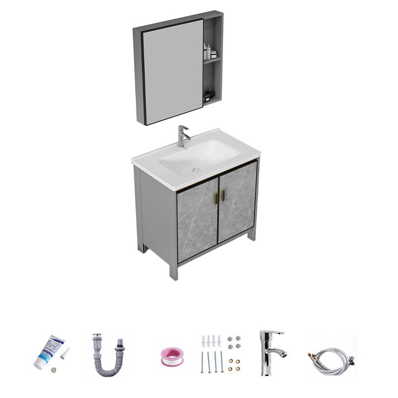 Bathroom Vanity Set Drawer Ceramic Sink Faucet Free Standing Vanity Set with Mirror Vanity & Faucet & Mirror Cabinet 32"L x 19"W x 32"H Clearhalo 'Bathroom Remodel & Bathroom Fixtures' 'Bathroom Vanities' 'bathroom_vanities' 'Home Improvement' 'home_improvement' 'home_improvement_bathroom_vanities' 7169022