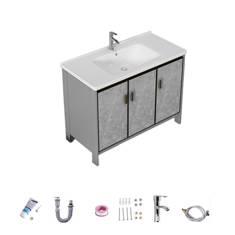 Bathroom Vanity Set Drawer Ceramic Sink Faucet Free Standing Vanity Set with Mirror Vanity & Faucet 36"L x 19"W x 32"H Clearhalo 'Bathroom Remodel & Bathroom Fixtures' 'Bathroom Vanities' 'bathroom_vanities' 'Home Improvement' 'home_improvement' 'home_improvement_bathroom_vanities' 7169023