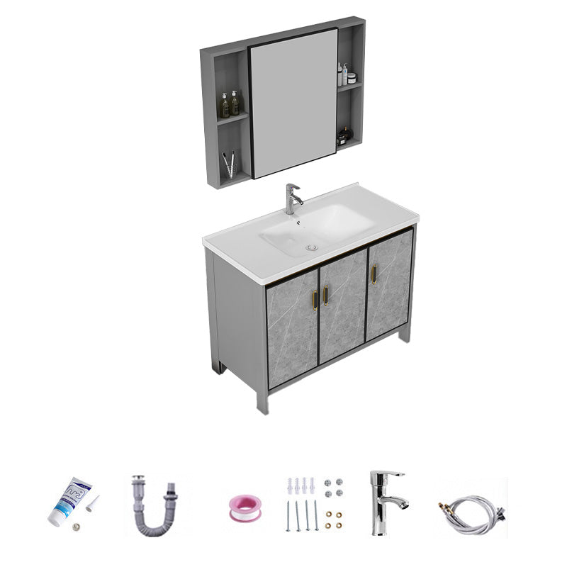 Bathroom Vanity Set Drawer Ceramic Sink Faucet Free Standing Vanity Set with Mirror Vanity & Faucet & Mirror Cabinet 36"L x 19"W x 32"H Clearhalo 'Bathroom Remodel & Bathroom Fixtures' 'Bathroom Vanities' 'bathroom_vanities' 'Home Improvement' 'home_improvement' 'home_improvement_bathroom_vanities' 7169024