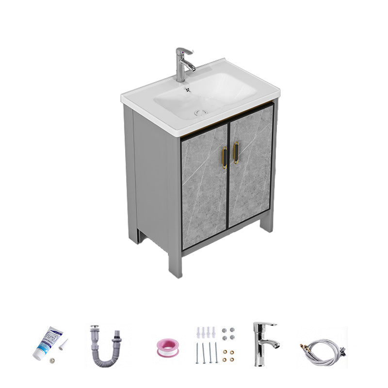 Bathroom Vanity Set Drawer Ceramic Sink Faucet Free Standing Vanity Set with Mirror Vanity & Faucet 24"L x 16"W x 32"H Clearhalo 'Bathroom Remodel & Bathroom Fixtures' 'Bathroom Vanities' 'bathroom_vanities' 'Home Improvement' 'home_improvement' 'home_improvement_bathroom_vanities' 7169025