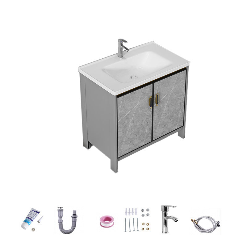 Bathroom Vanity Set Drawer Ceramic Sink Faucet Free Standing Vanity Set with Mirror Vanity & Faucet 32"L x 19"W x 32"H Clearhalo 'Bathroom Remodel & Bathroom Fixtures' 'Bathroom Vanities' 'bathroom_vanities' 'Home Improvement' 'home_improvement' 'home_improvement_bathroom_vanities' 7169030