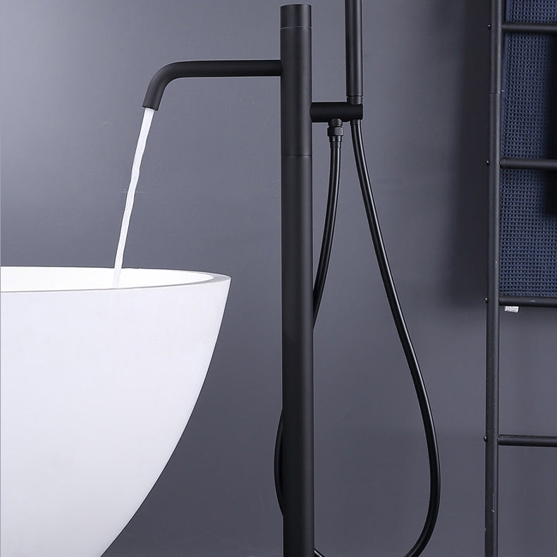 Floor Mounted Metal Freestanding Tub Filler One Handle Freestanding Faucet Clearhalo 'Bathroom Remodel & Bathroom Fixtures' 'Bathtub Faucets' 'bathtub_faucets' 'Home Improvement' 'home_improvement' 'home_improvement_bathtub_faucets' 7169380