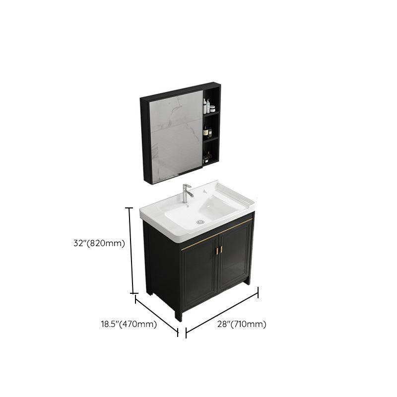 Free Standing Vanity Sink Ceramic Sink Drawers Faucet Vanity Set with Mirror Clearhalo 'Bathroom Remodel & Bathroom Fixtures' 'Bathroom Vanities' 'bathroom_vanities' 'Home Improvement' 'home_improvement' 'home_improvement_bathroom_vanities' 7169713