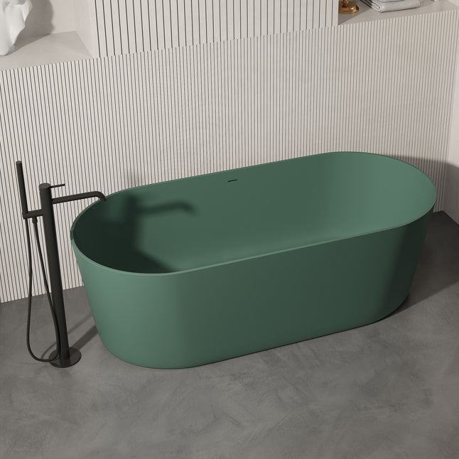 Antique Finish Oval Soaking Bathtub Back to Wall Modern Bath Tub Green 71"L x 31"W x 23"H Clearhalo 'Bathroom Remodel & Bathroom Fixtures' 'Bathtubs' 'Home Improvement' 'home_improvement' 'home_improvement_bathtubs' 'Showers & Bathtubs' 7174324