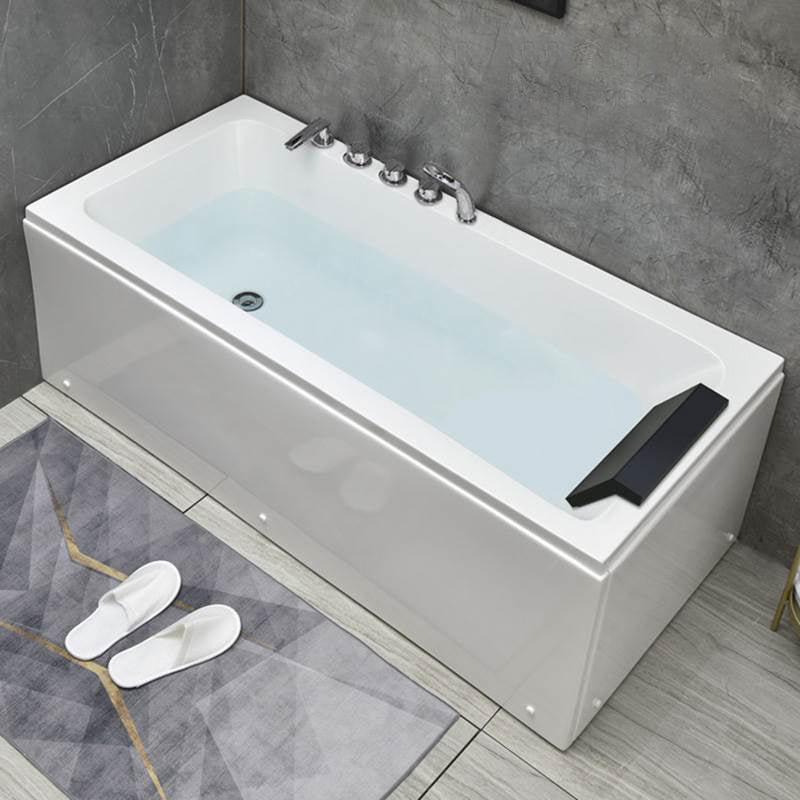 Flat Bottom Soaking Bathtub Antique Finish Rectangular Modern Tub Left Tub with Silver 5-Piece Set Clearhalo 'Bathroom Remodel & Bathroom Fixtures' 'Bathtubs' 'Home Improvement' 'home_improvement' 'home_improvement_bathtubs' 'Showers & Bathtubs' 7174364