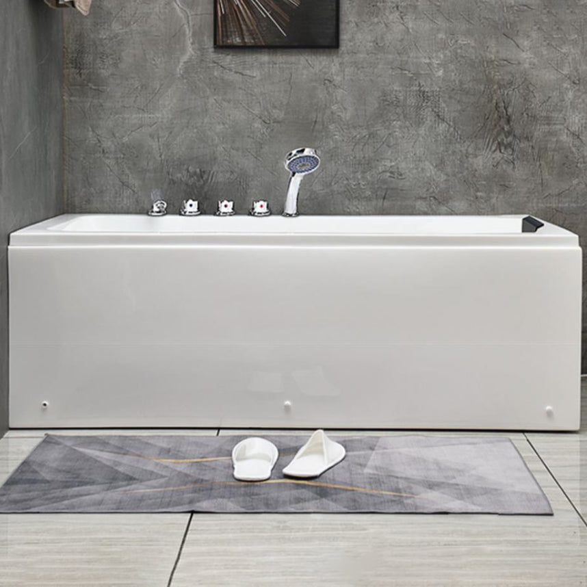 Flat Bottom Soaking Bathtub Antique Finish Rectangular Modern Tub 55"L x 27.5"W x 22"H Left Tub with Silver 5-Piece Set Clearhalo 'Bathroom Remodel & Bathroom Fixtures' 'Bathtubs' 'Home Improvement' 'home_improvement' 'home_improvement_bathtubs' 'Showers & Bathtubs' 7174367